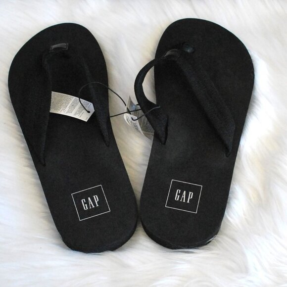 GAP Black Rubber | Canvas Strap Flip Flops NWT 11/12 - Picture 2 of 3